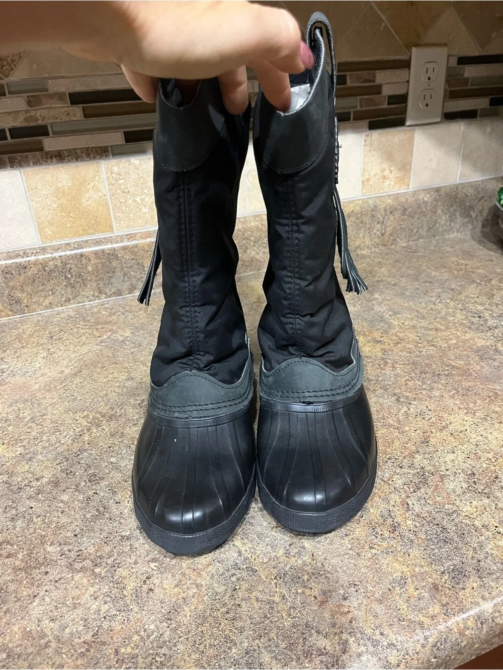 RARE Vintage Sorel Made in Canada Black Tassel Rubber Snow Boots Women’s 8